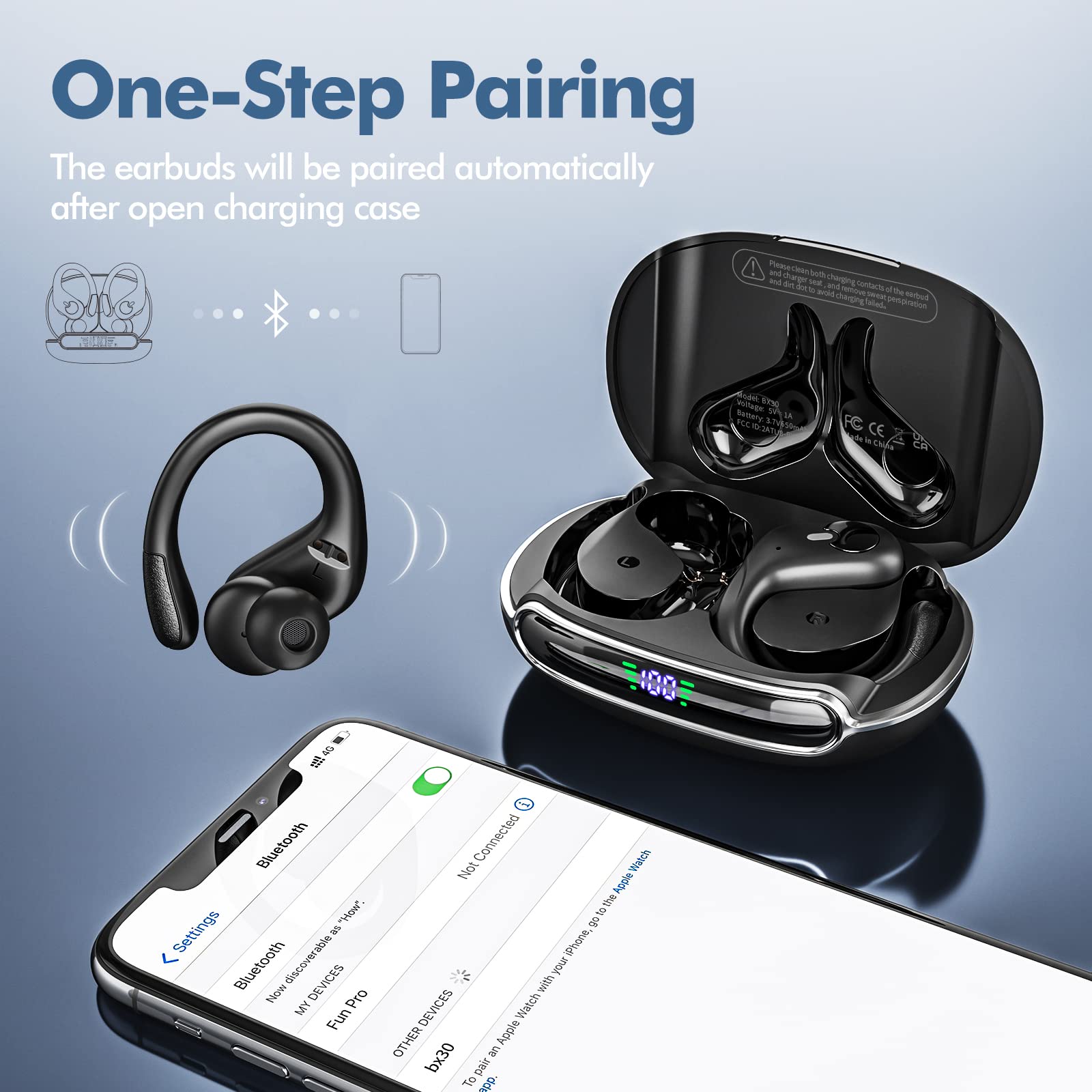 Foto 4 pulgar | Auriculares Inalámbricos Sajawass Bx30 Bluetooth 5.3 80 Horas Ipx7 - Venta Internacional