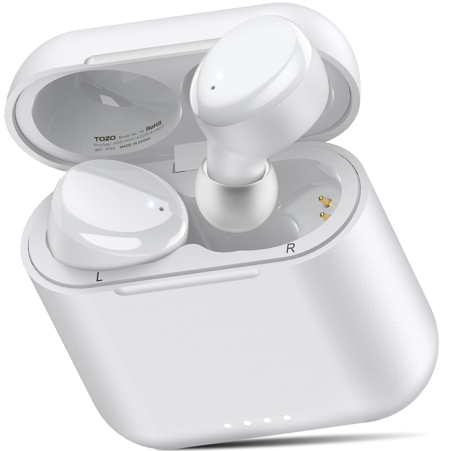Auriculares Inalámbricos Tozo T6 Bluetooth 5.3 con Funda Inalámbrica Blanca - Venta Internacional