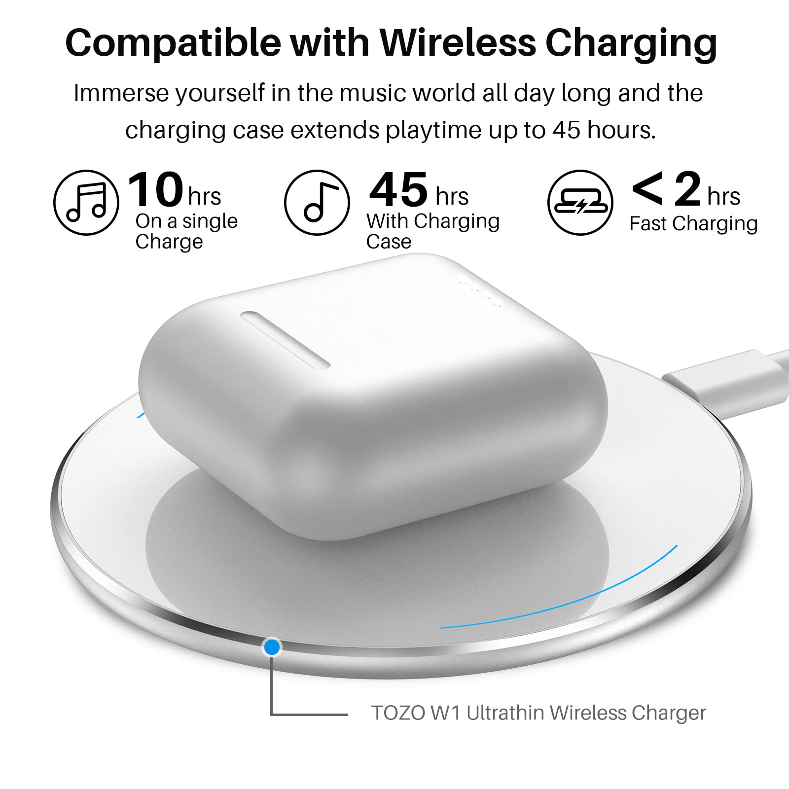 Foto 4 pulgar | Auriculares Inalámbricos Tozo T6 Bluetooth 5.3 con Funda Inalámbrica Blanca - Venta Internacional