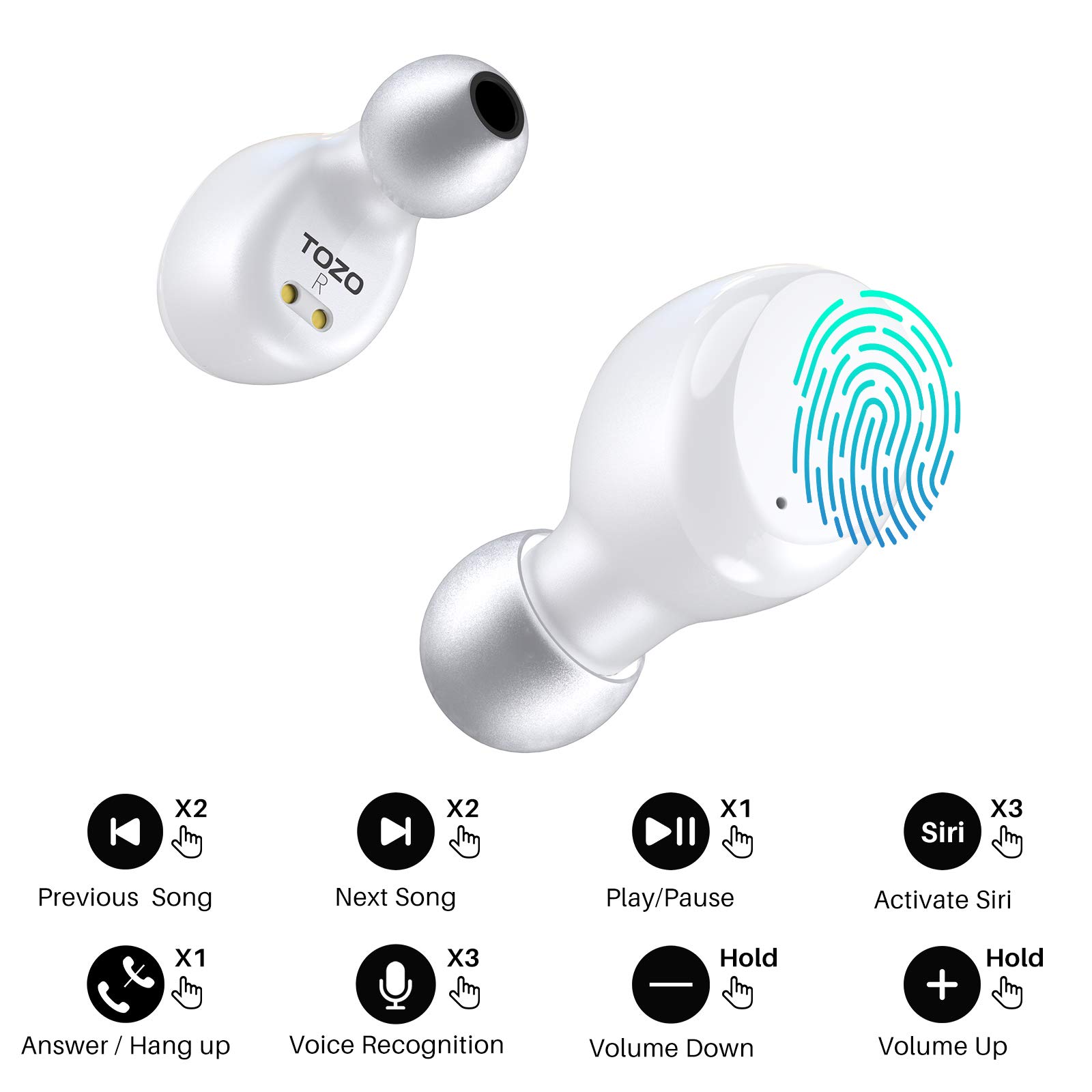Foto 8 pulgar | Auriculares Inalámbricos Tozo T6 Bluetooth 5.3 con Funda Inalámbrica Blanca - Venta Internacional