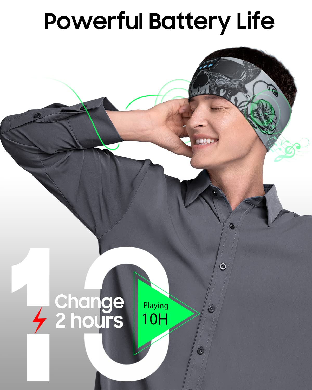 Foto 3 pulgar | Auriculares para Dormir con Diadema Bluetooth Musicozy Skull Design - Venta Internacional