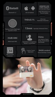 Foto 4 | Auriculares Estéreo Inalámbricos True Moondrop Space Travel - Venta Internacional