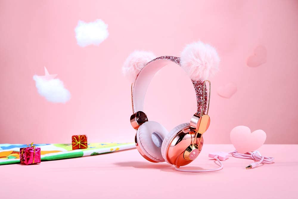 Foto 5 pulgar | Auriculares Loakyo Kids Cute Bear Ear con Cable y Micrófono color Rosa - Venta Internacional