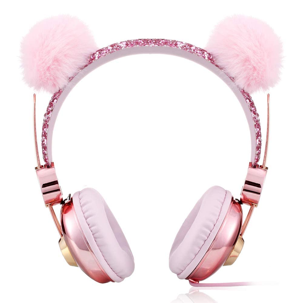 Foto 6 pulgar | Auriculares Loakyo Kids Cute Bear Ear con Cable y Micrófono color Rosa - Venta Internacional