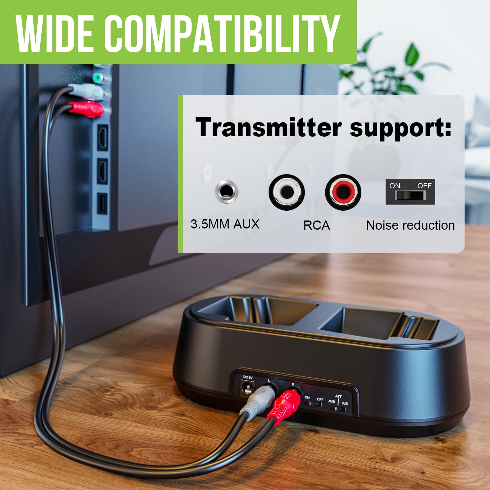Foto 4 pulgar | Auriculares Inalámbricos de 2,4 G para TV con Señal Fuerte y Sonido 3D Surround - Venta Internacional
