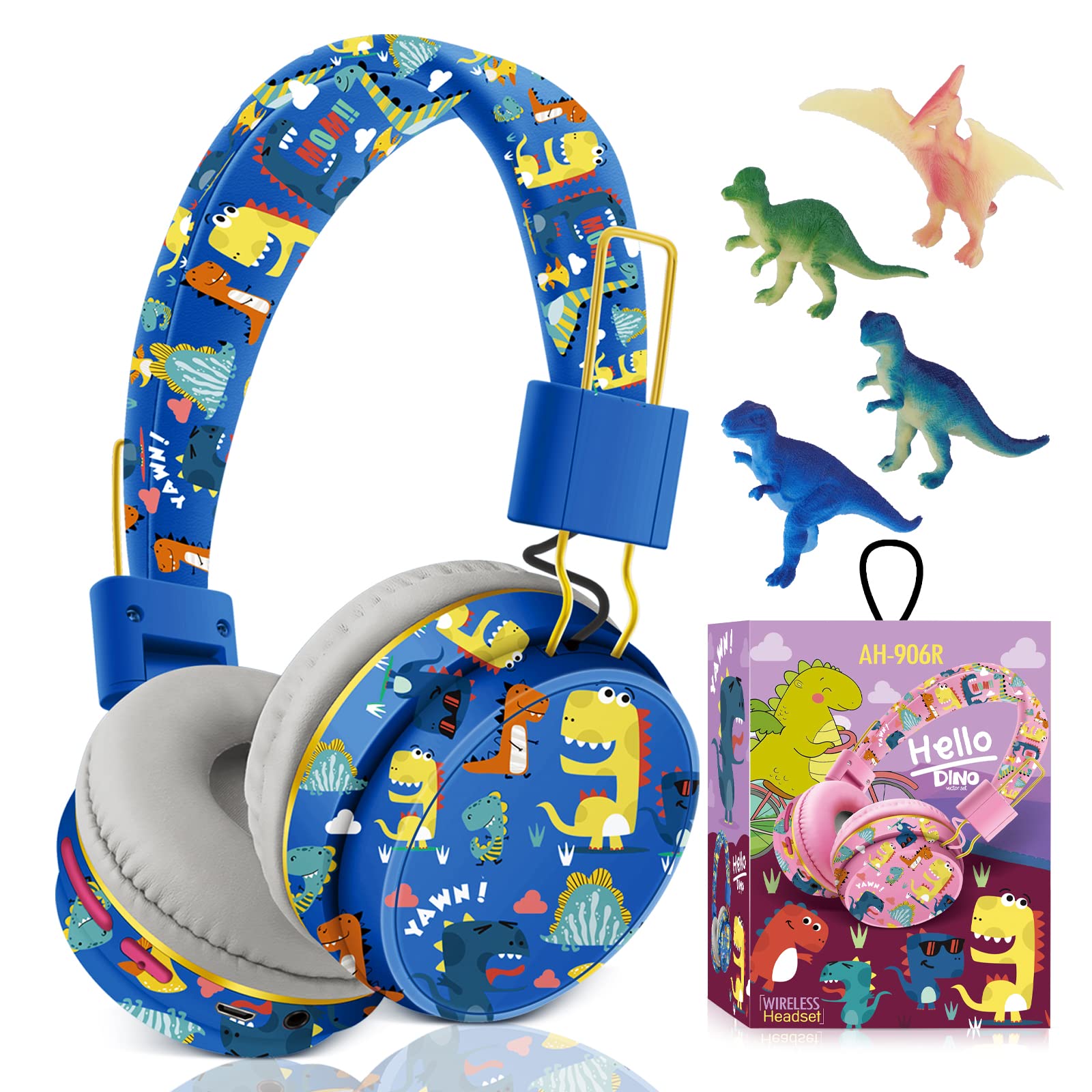 Foto 1 | Auriculares Qearfun Dinosaur con Micrófono Azul - Venta Internacional