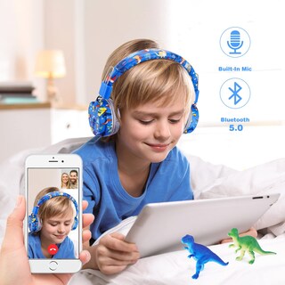 Foto 4 | Auriculares Qearfun Dinosaur con Micrófono Azul - Venta Internacional