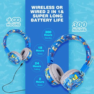 Foto 5 | Auriculares Qearfun Dinosaur con Micrófono Azul - Venta Internacional