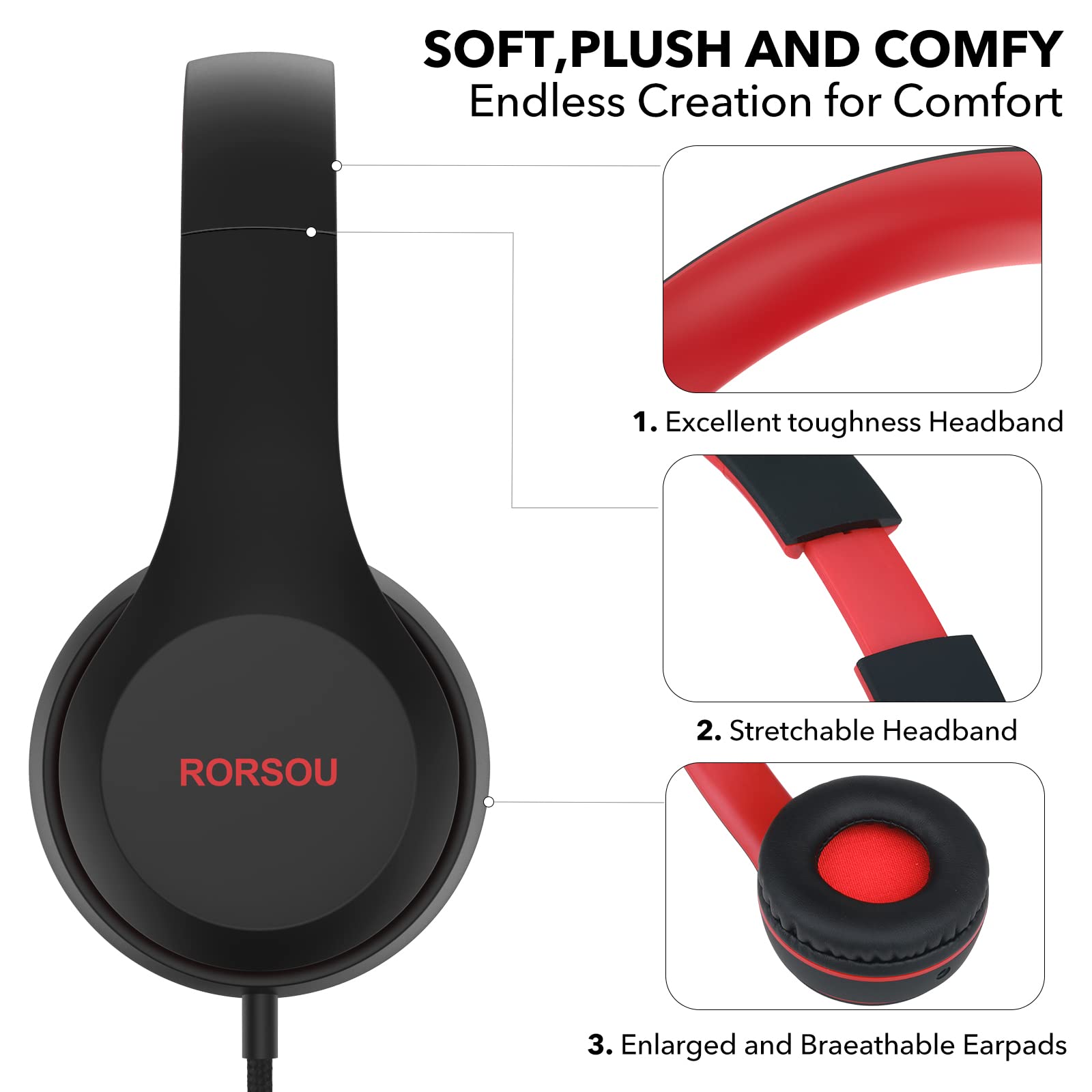 Foto 4 pulgar | Auriculares Rorsou K5 Kids con Micrófono y Limitador de Volumen - Venta Internacional