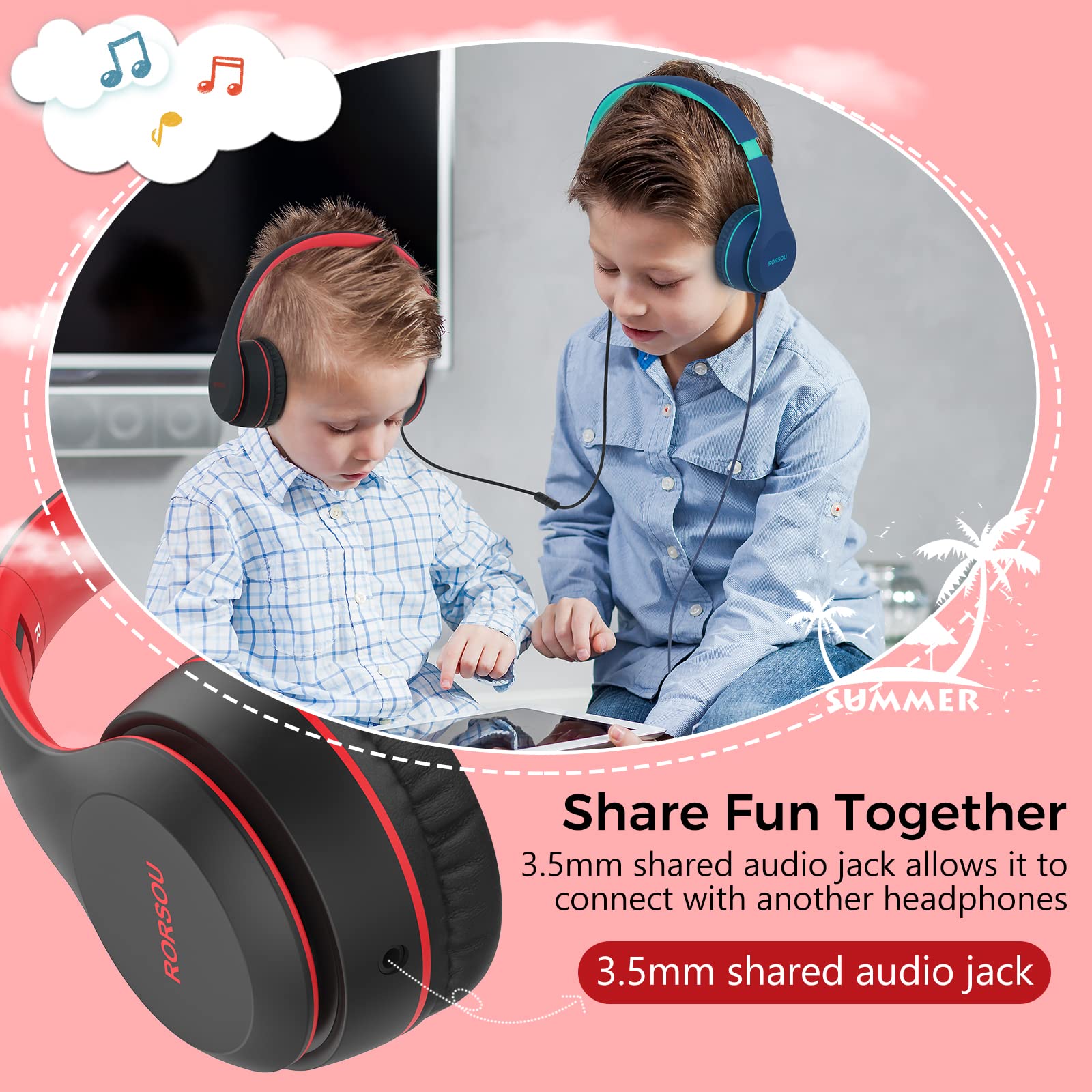Foto 6 pulgar | Auriculares Rorsou K5 Kids con Micrófono y Limitador de Volumen - Venta Internacional