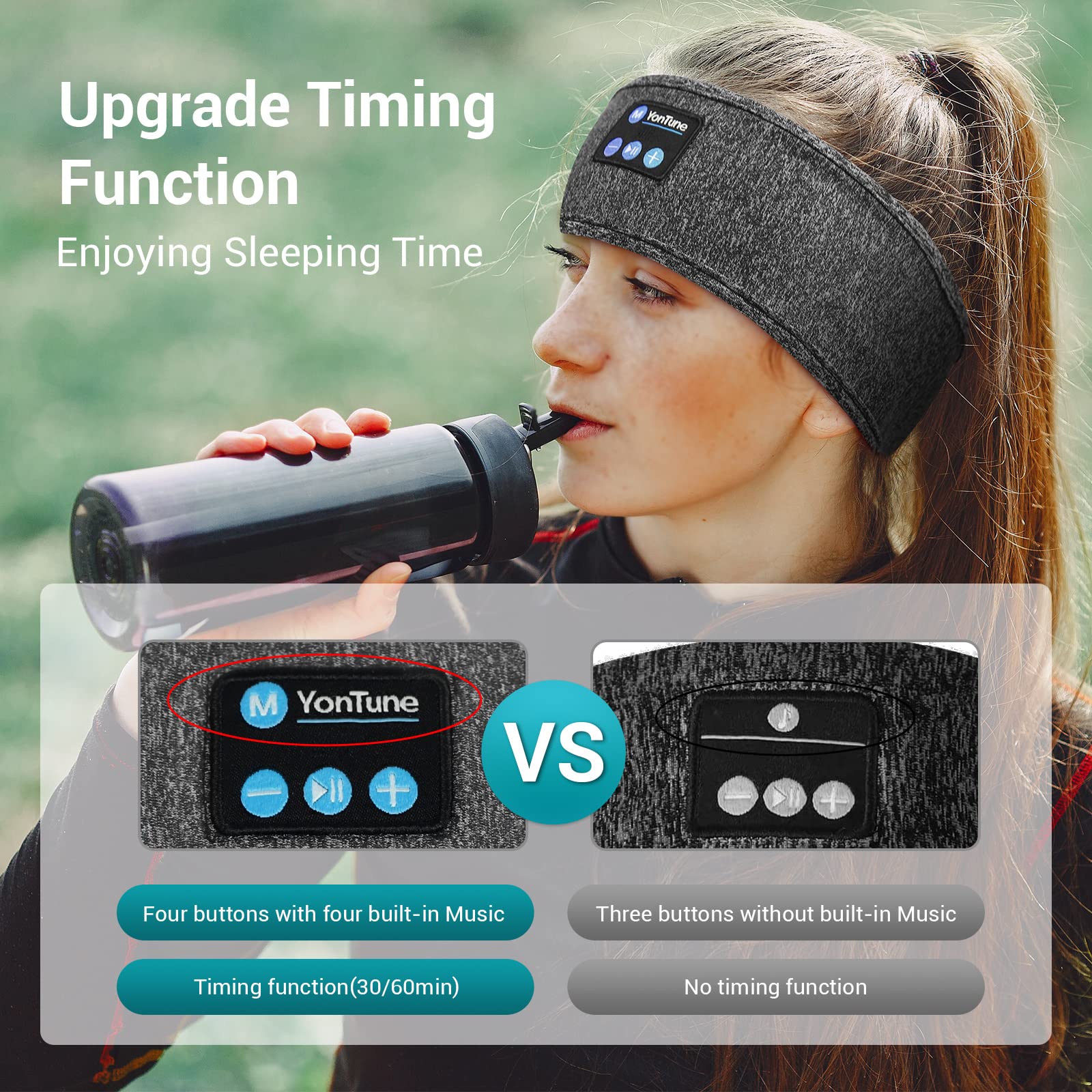 Foto 3 pulgar | Auriculares para Dormir Diadema Bluetooth Yontune Gris - Venta Internacional