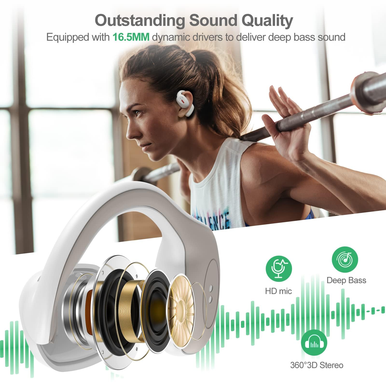 Foto 6 pulgar | Auriculares Inalámbricos Qaekie Bluetooth 5.3 40 h - Venta Internacional