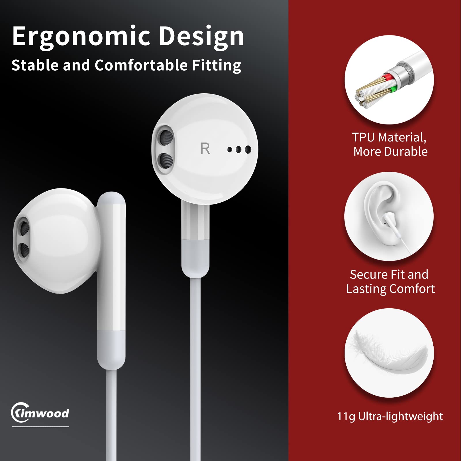 Foto 3 pulgar | Auriculares Con Cable Kimwood Con Micrófono Hifi Stereo Clear - Venta Internacional.