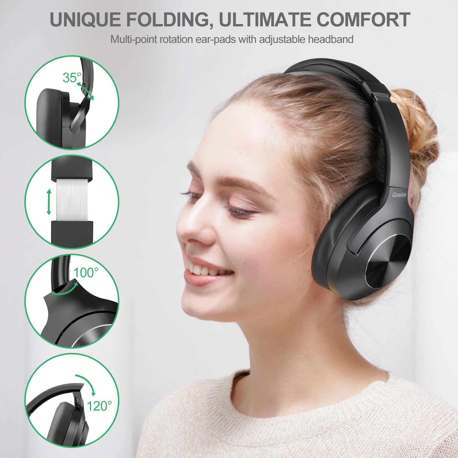 Foto 5 pulgar | Auriculares con Cancelación Activa de Ruido Qaekie Q20 100h Playtime - Venta Internacional