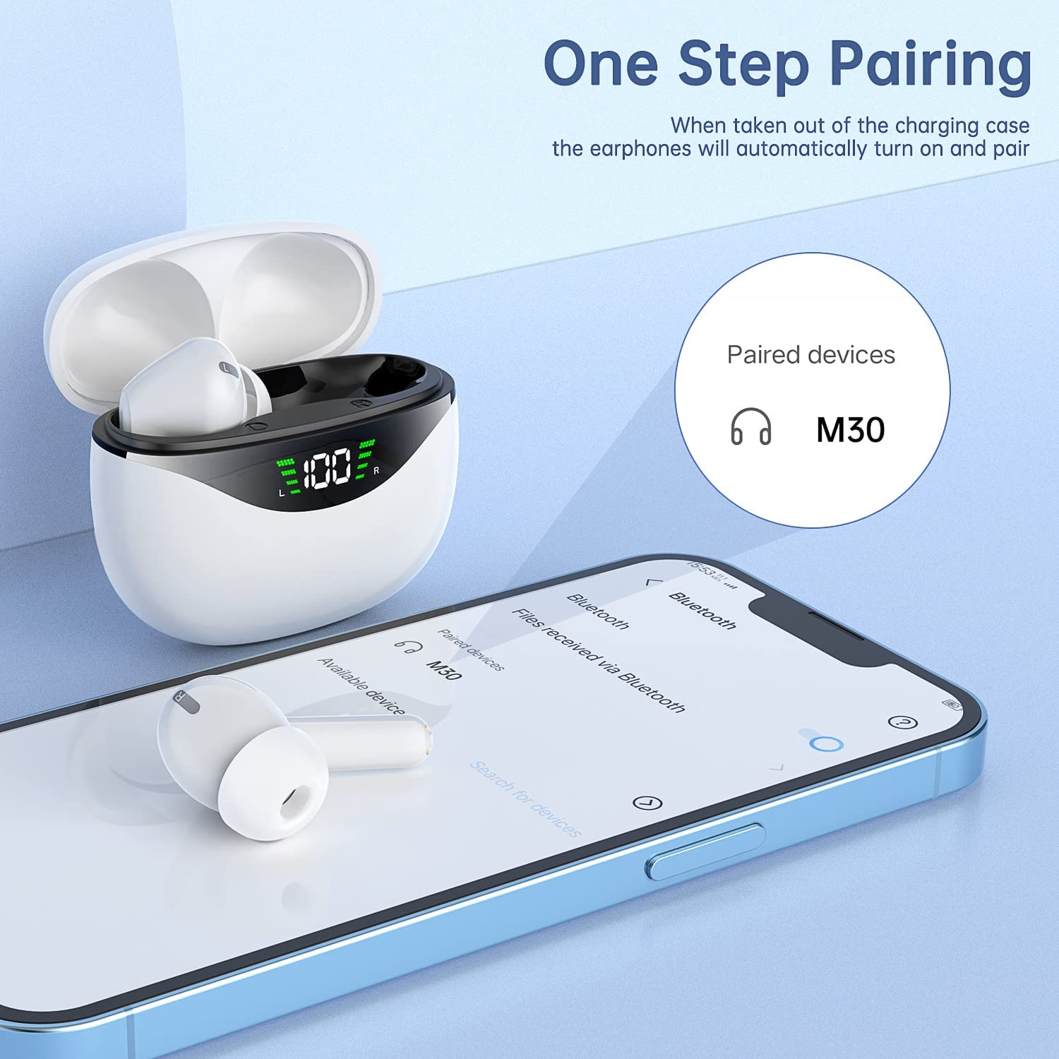 Foto 3 pulgar | Audífonos True Wireless Blancos con Bluetooth-Venta Internacional
