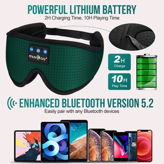 Foto 4 | Antifaz para Dormir Musicozy Verdes con Sonido-Venta Internacional