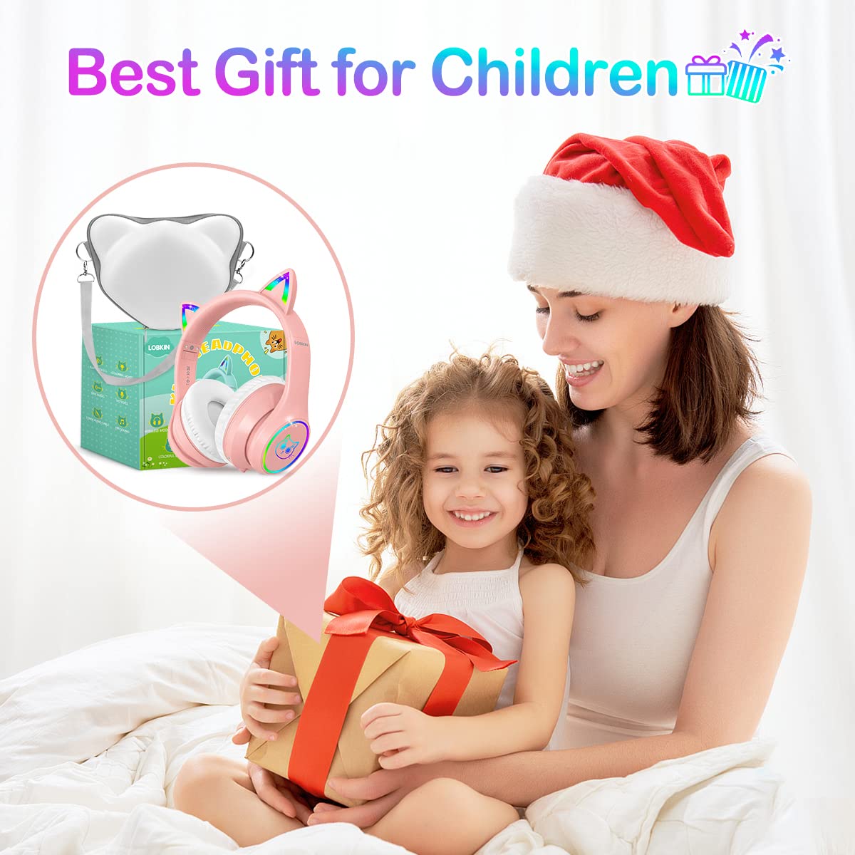 Foto 7 pulgar | Auriculares Lobkin Bluetooth 5.3 ara Niños con Funda Led Rgb Rosa - Venta Internacional