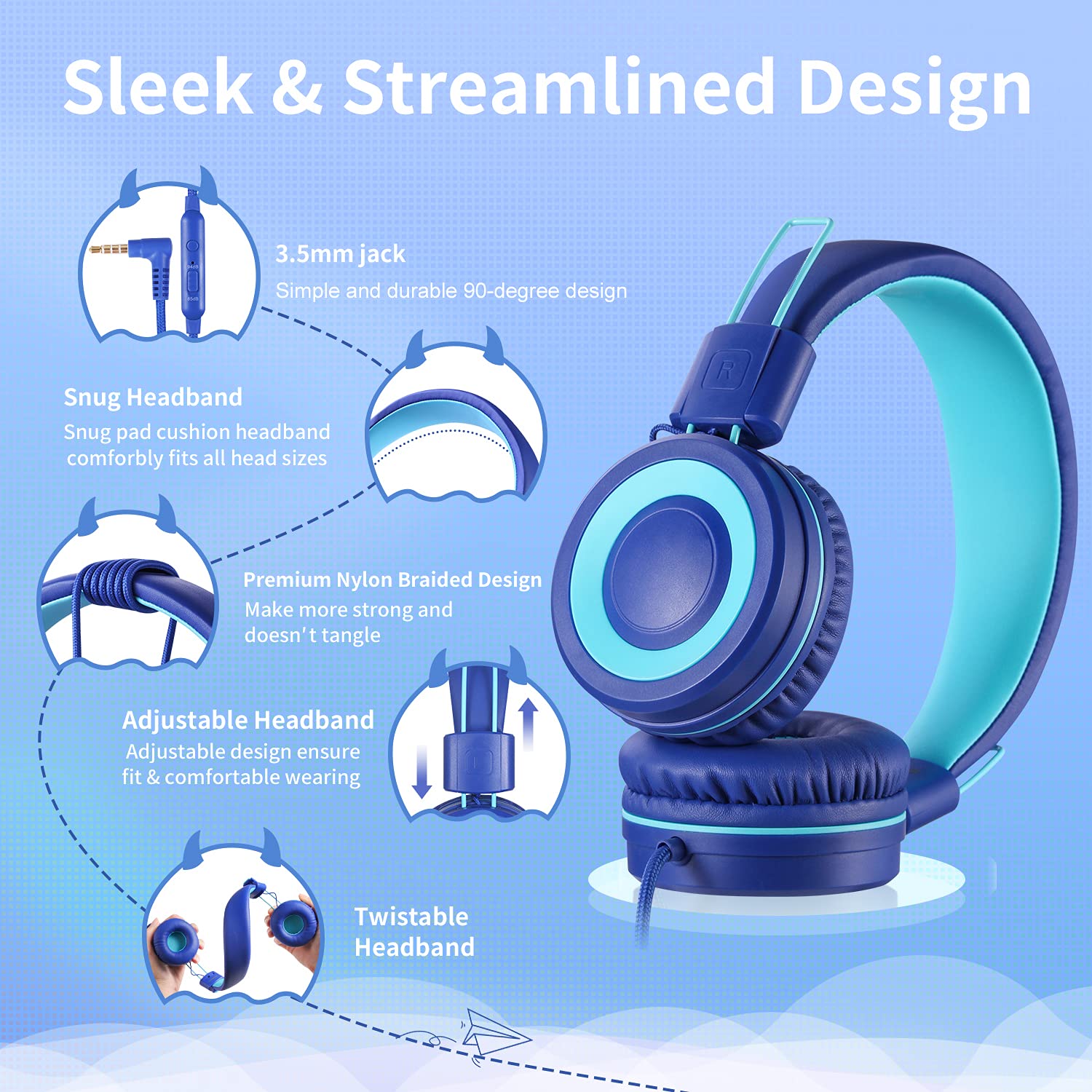 Foto 3 pulgar | Auriculares Estéreo para Niños Powmee P10 con Micrófono Ajustable con Volumen B - Venta Internacional