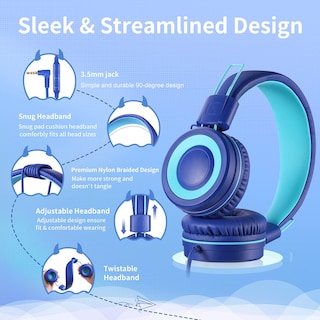Foto 2 | Auriculares Estéreo para Niños Powmee P10 con Micrófono Ajustable con Volumen B - Venta Internacional