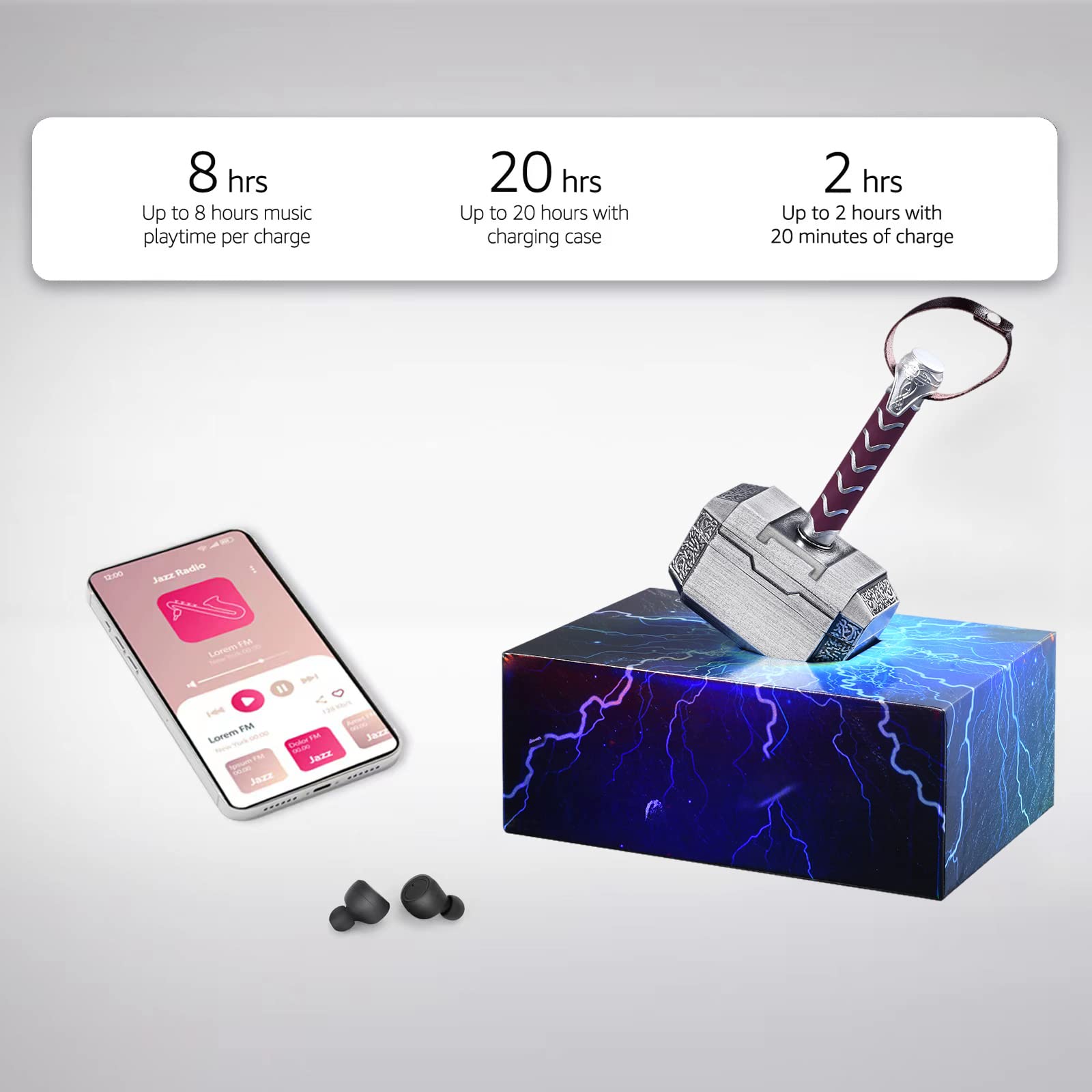 Foto 3 pulgar | Auriculares Inalámbricos Yatladis Thor Hammer Funda de Carga Bluetooth - Venta Internacional