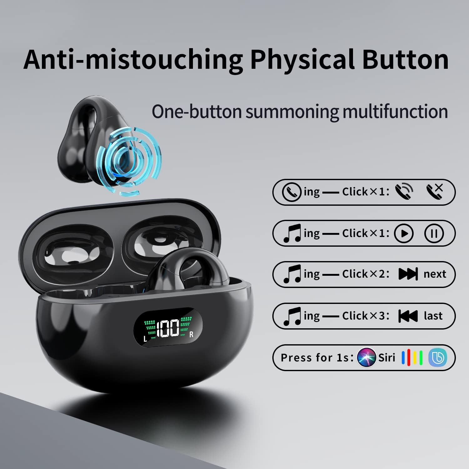 Foto 4 pulgar | Auriculares Inalámbricos Euqq Bluetooth Ear Clip 30h Playtime - Venta Internacional