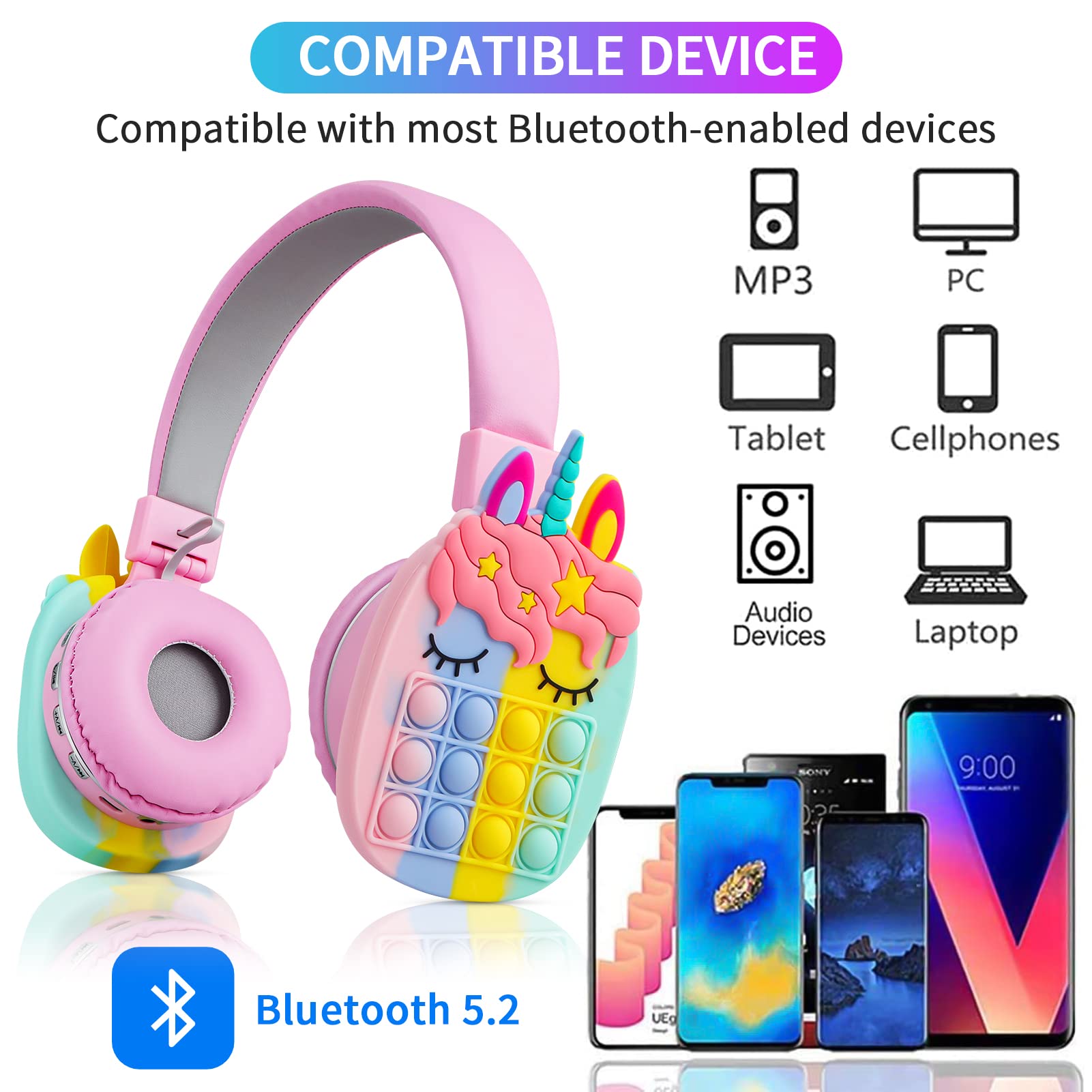 Foto 6 pulgar | Auriculares Bluetooth Wesadn Ah-806 Rosa - Venta Internacional