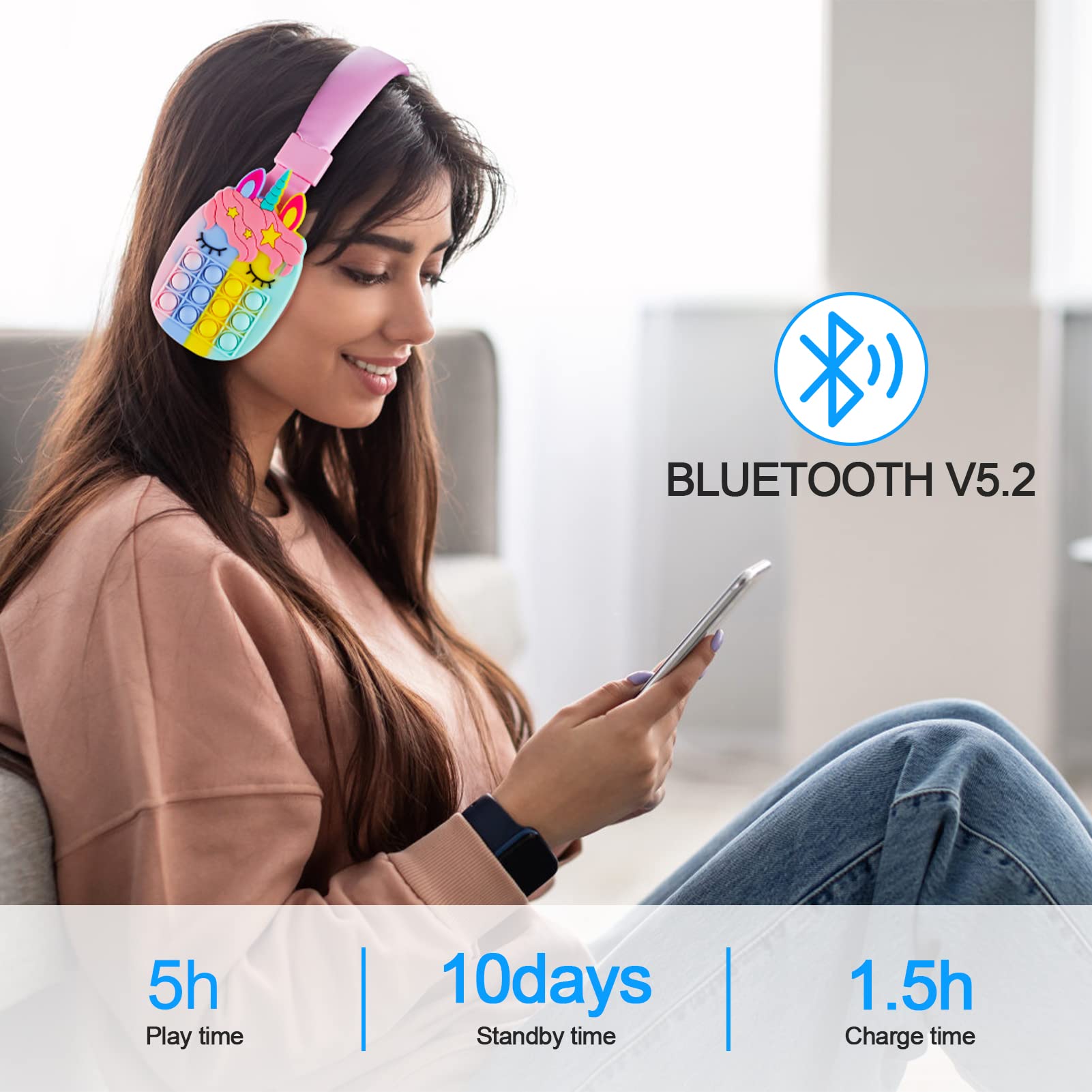 Foto 7 pulgar | Auriculares Bluetooth Wesadn Ah-806 Rosa - Venta Internacional