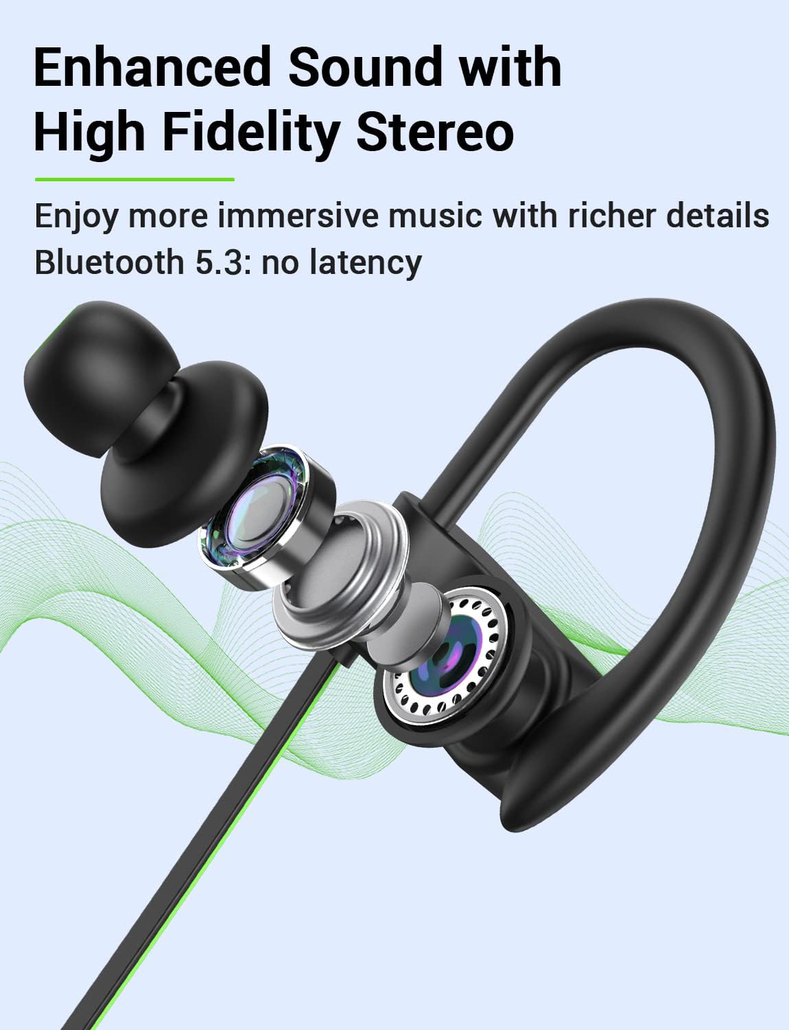 Foto 4 pulgar | Auriculares Bluetooth Stive 5.3 Inalámbricos Deportivos Verde - Venta Internacional