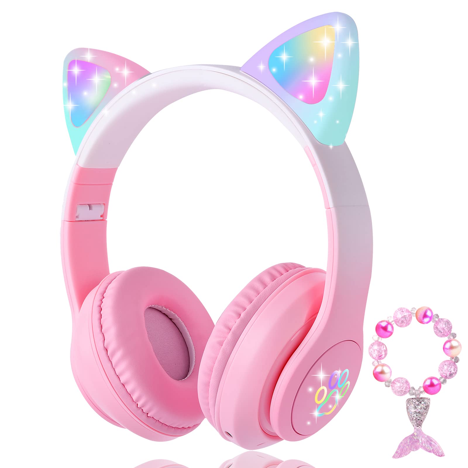Foto 2 pulgar | Auriculares Koraba Cat Ear Kids Bluetooth con Micrófono Rosa - Venta Internacional