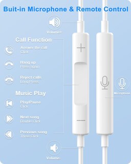 Foto 4 | Auriculares con Cable Oceovc-b-1 con Lightning para iPhone Blancos - Venta Internacional