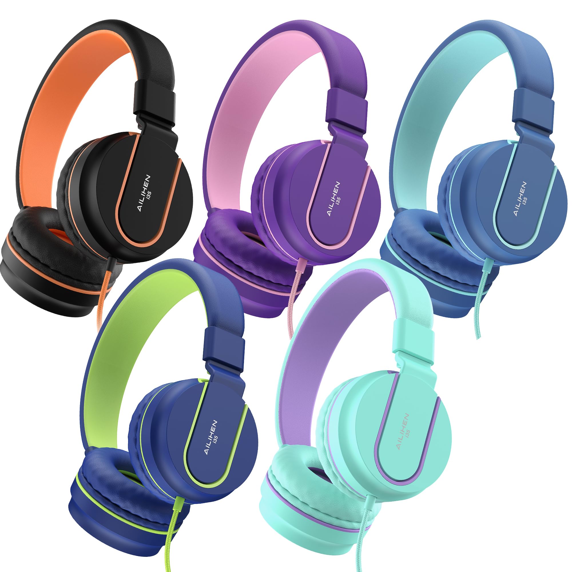 Auriculares Ailihen Kids con Micrófono Volumen de 93 db Paquete de 5 - Venta Internacional