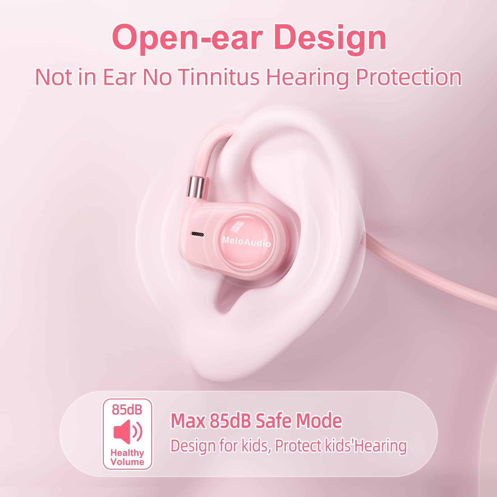 Foto 3 pulgar | Auriculares MeloAudio Open Ear con Micrófono Rosas para Niños - Venta Internacional
