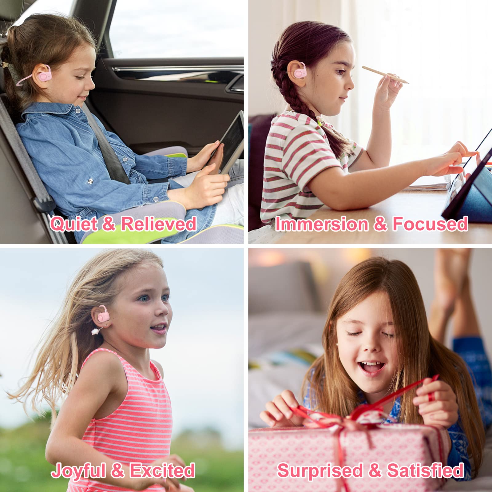 Foto 4 | Auriculares MeloAudio Open Ear con Micrófono Rosas para Niños - Venta Internacional