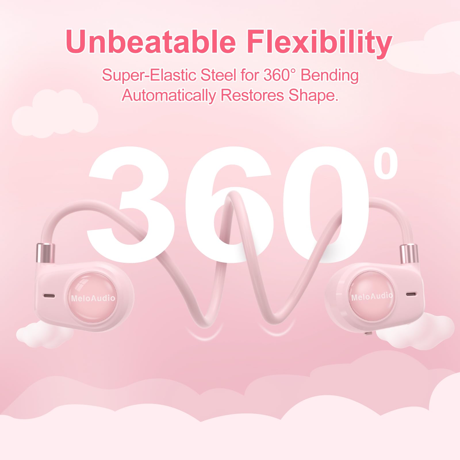 Foto 6 pulgar | Auriculares MeloAudio Open Ear con Micrófono Rosas para Niños - Venta Internacional