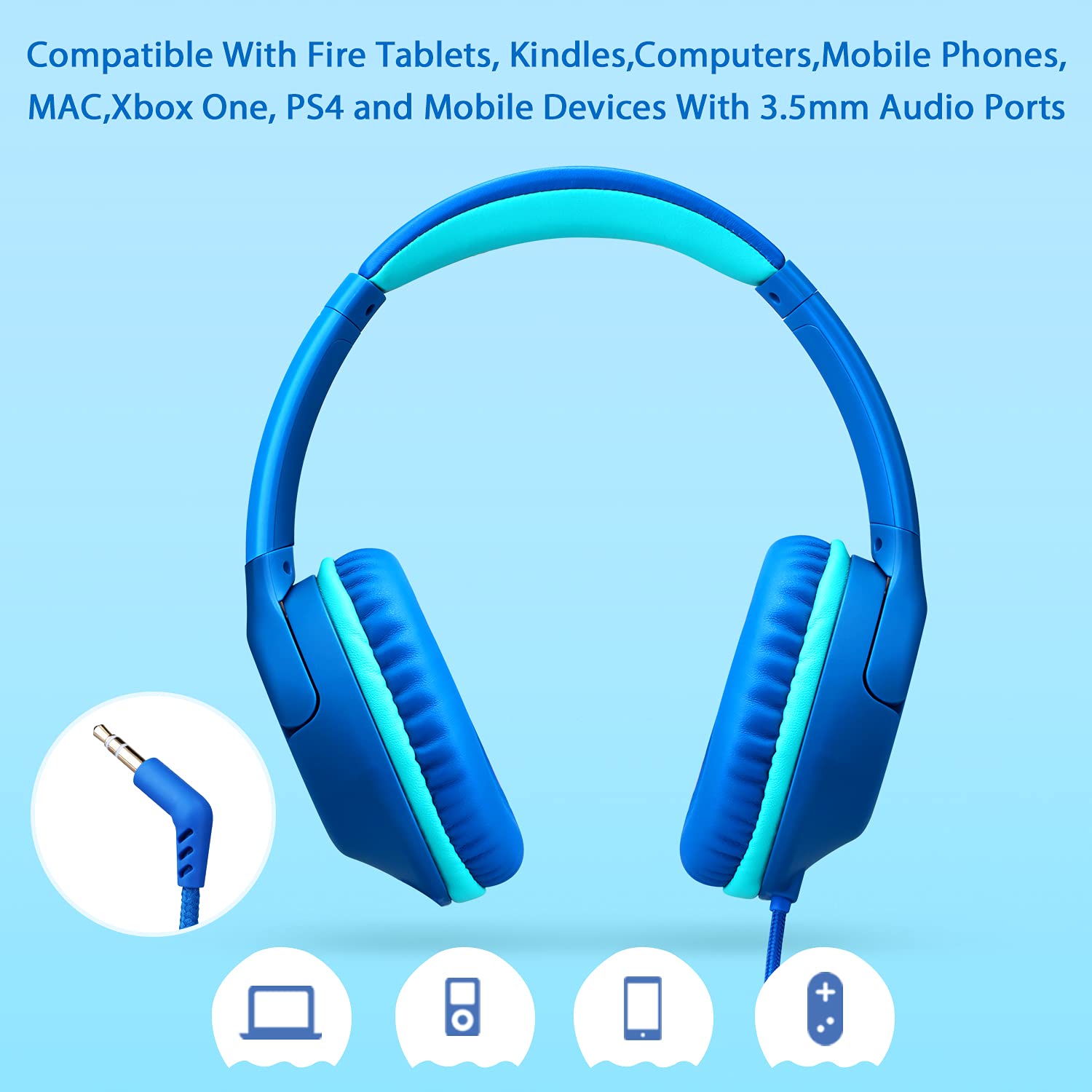 Foto 5 pulgar | Auriculares Powmee P20 para Niños Supraaurales 94 Dd Volumen Limitado Color Azul - Venta Internacional