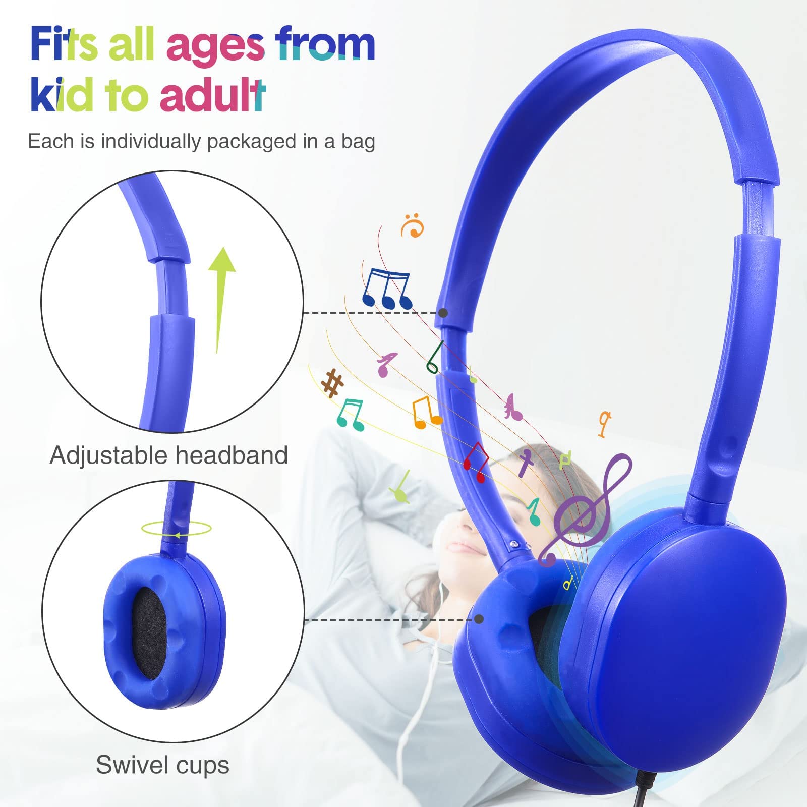 Foto 2 | Paquete De 18 Auriculares Bulk Classroom Konohan Para Niños Y Adultos - Venta Internacional.