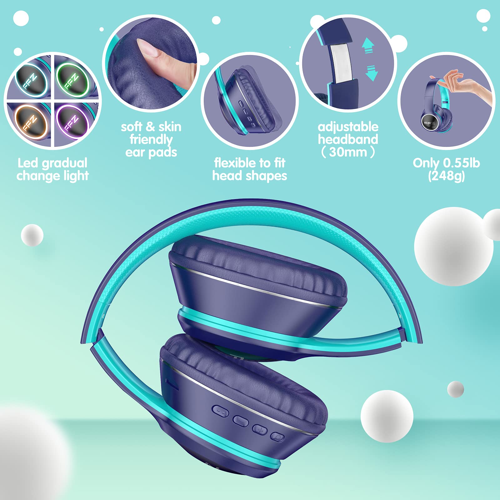 Foto 5 pulgar | Auriculares Inalámbricos Ffz Kids K21 con Micrófono Y Luces Led - Venta Internacional