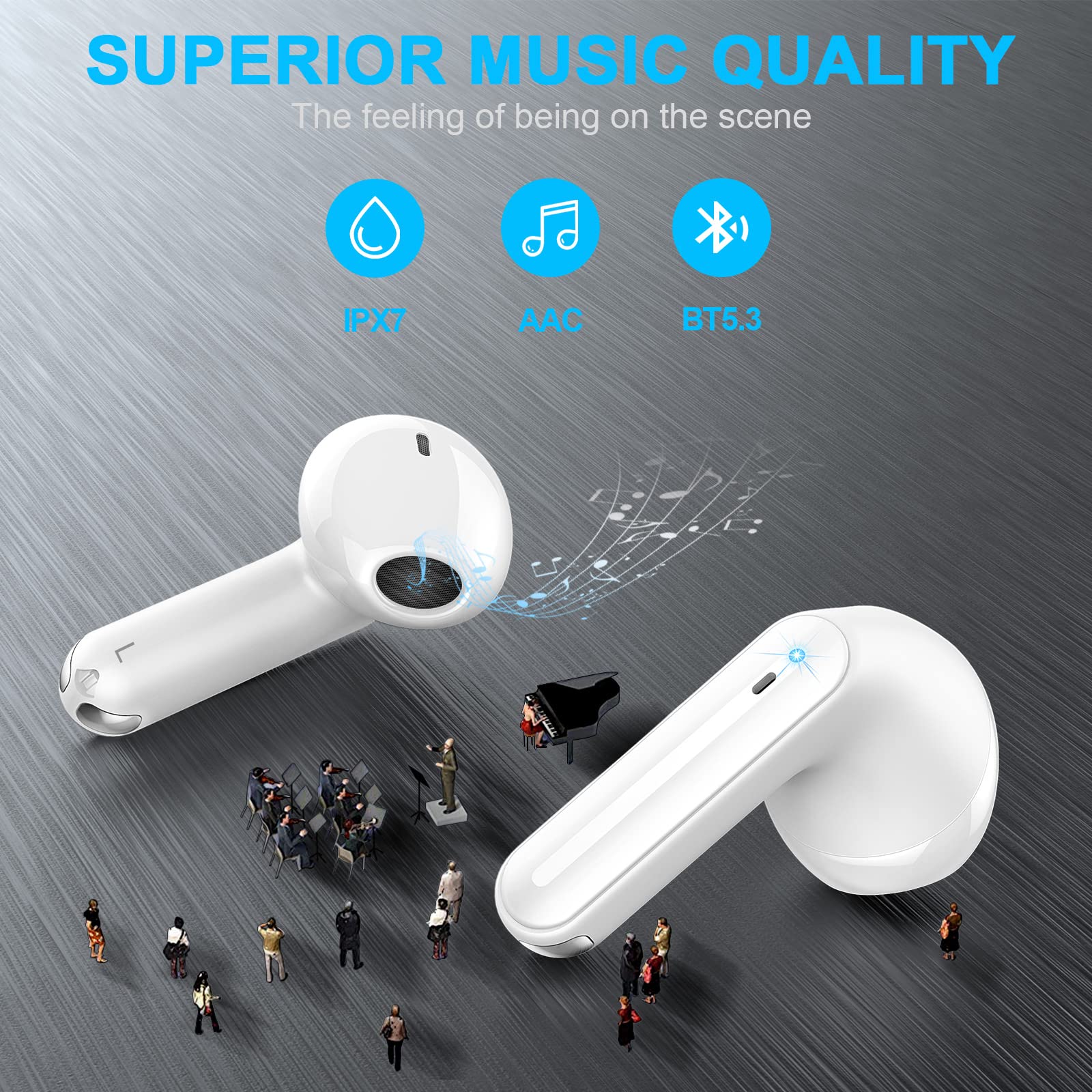 Foto 3 pulgar | Auriculares Inalámbricos Yobola T7 Bluetooth 5.3 Hifi Stereo Blancos - Venta Internacional