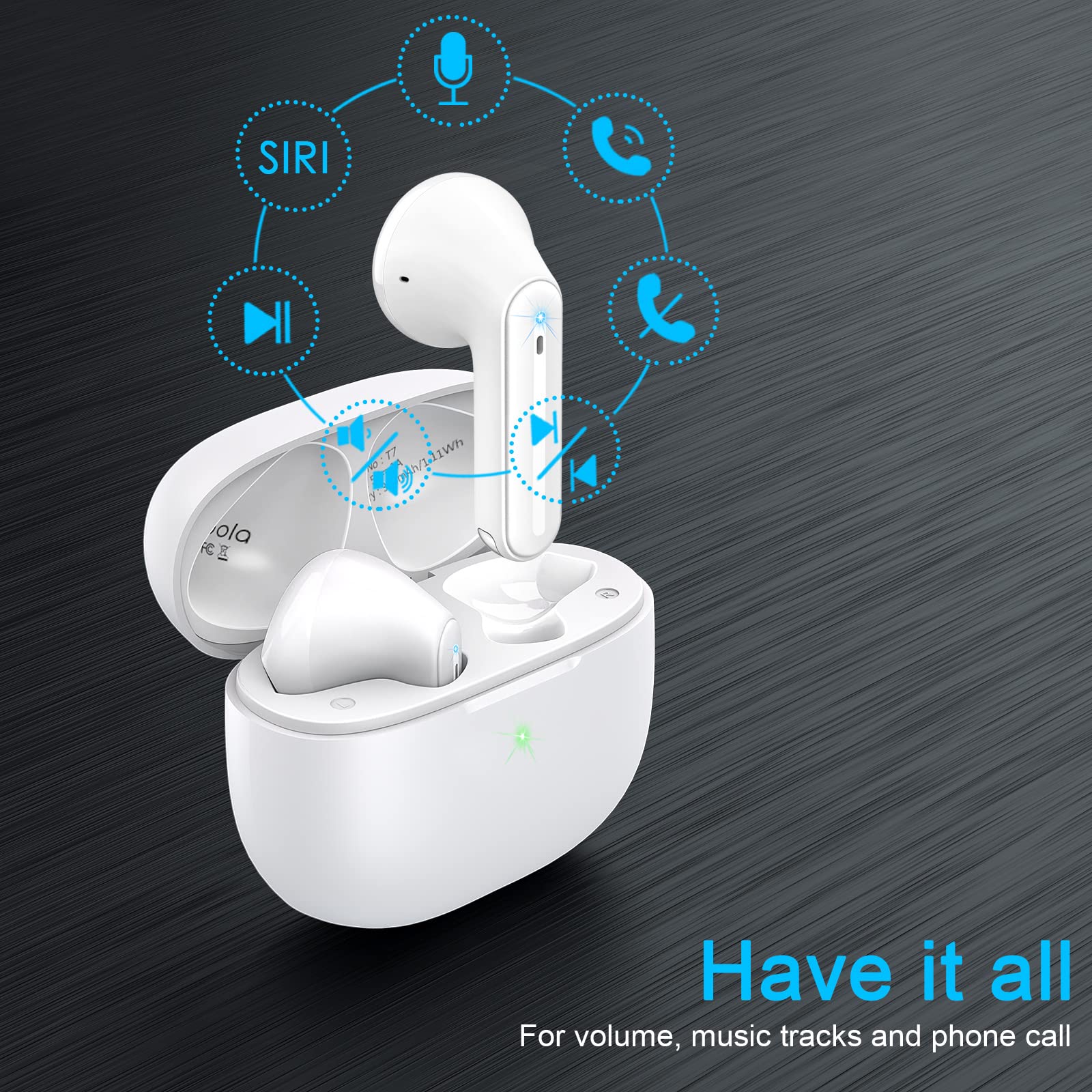 Foto 5 pulgar | Auriculares Inalámbricos Yobola T7 Bluetooth 5.3 Hifi Stereo Blancos - Venta Internacional