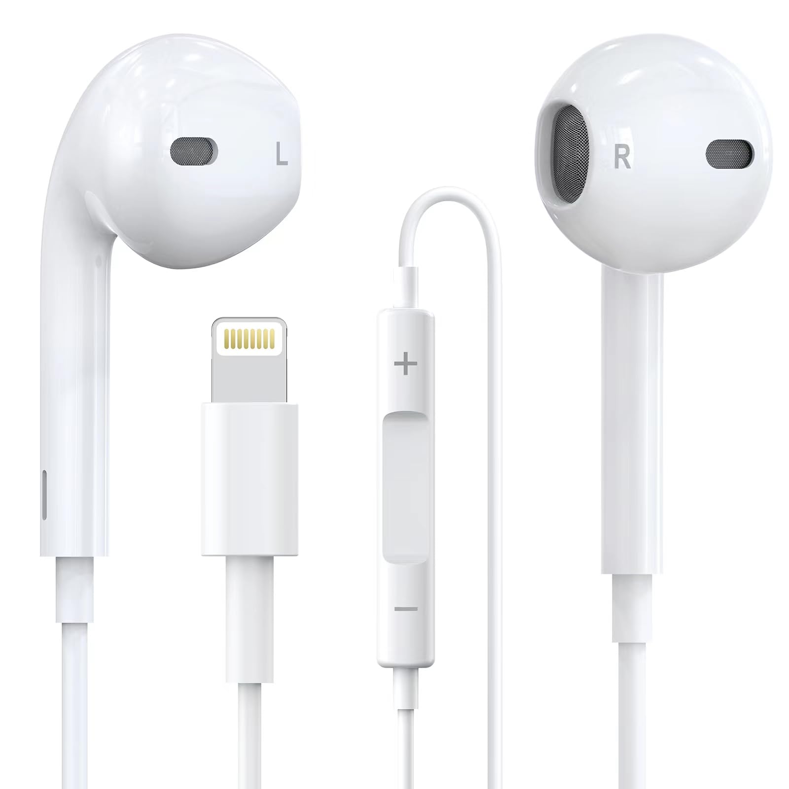 Foto 2 pulgar | Auriculares con Cable Oceovc para IPhone con Conector Lightning Blancos - Venta Internacional