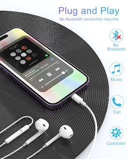Foto 2 | Auriculares con Cable Oceovc para IPhone con Conector Lightning Blancos - Venta Internacional