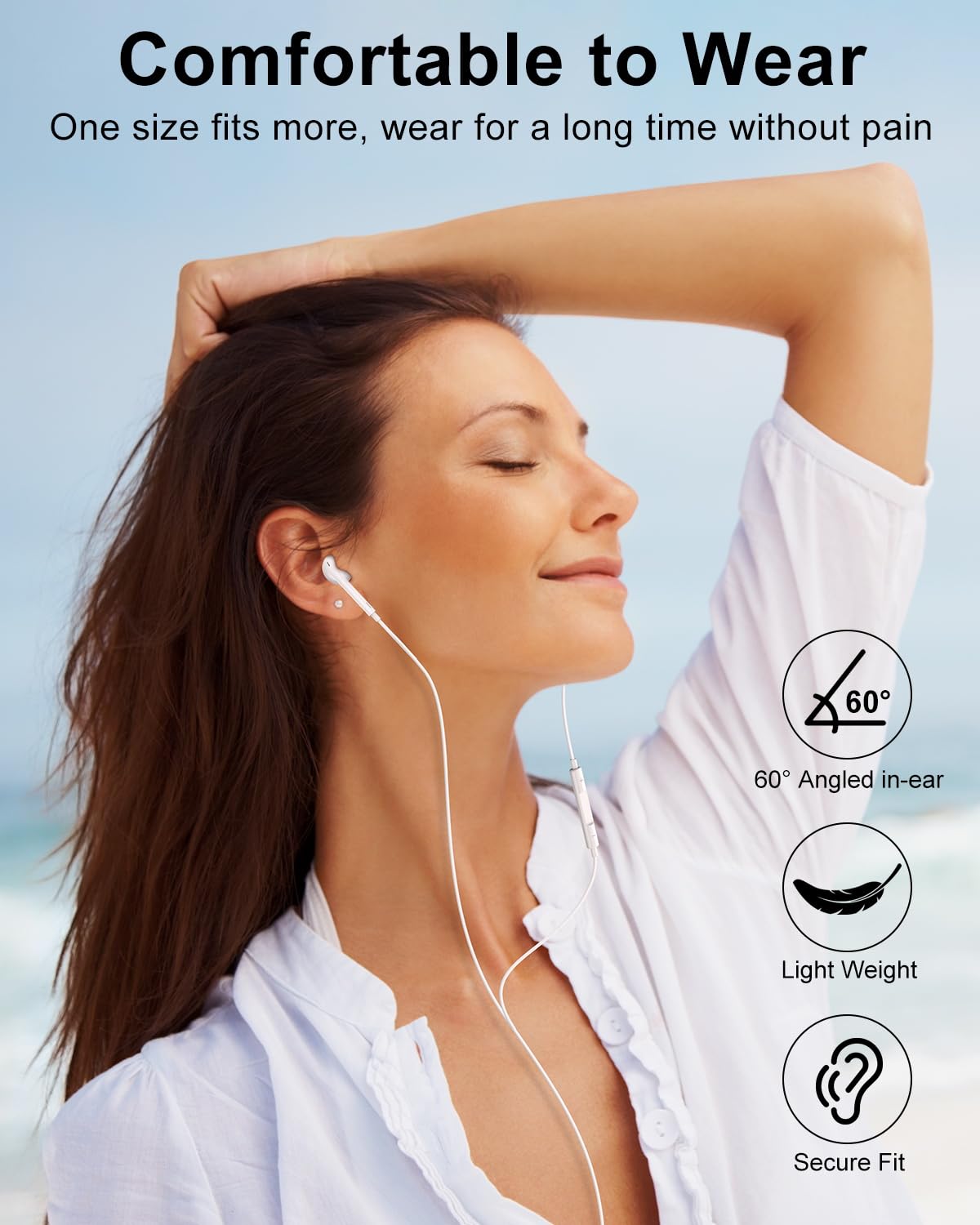 Foto 7 pulgar | Auriculares con Cable Oceovc para IPhone con Conector Lightning Blancos - Venta Internacional
