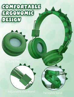 Foto 3 | Auriculares Simjar Dinosaur Kids con Micrófono y Limitador de Volumen - Venta Internacional