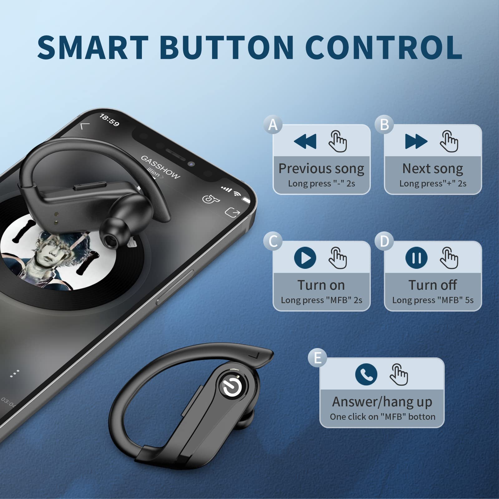 Foto 3 pulgar | Auriculares Inalámbricos Bluetooth Boytond 200 Horas de Reproducción - Venta Internacional