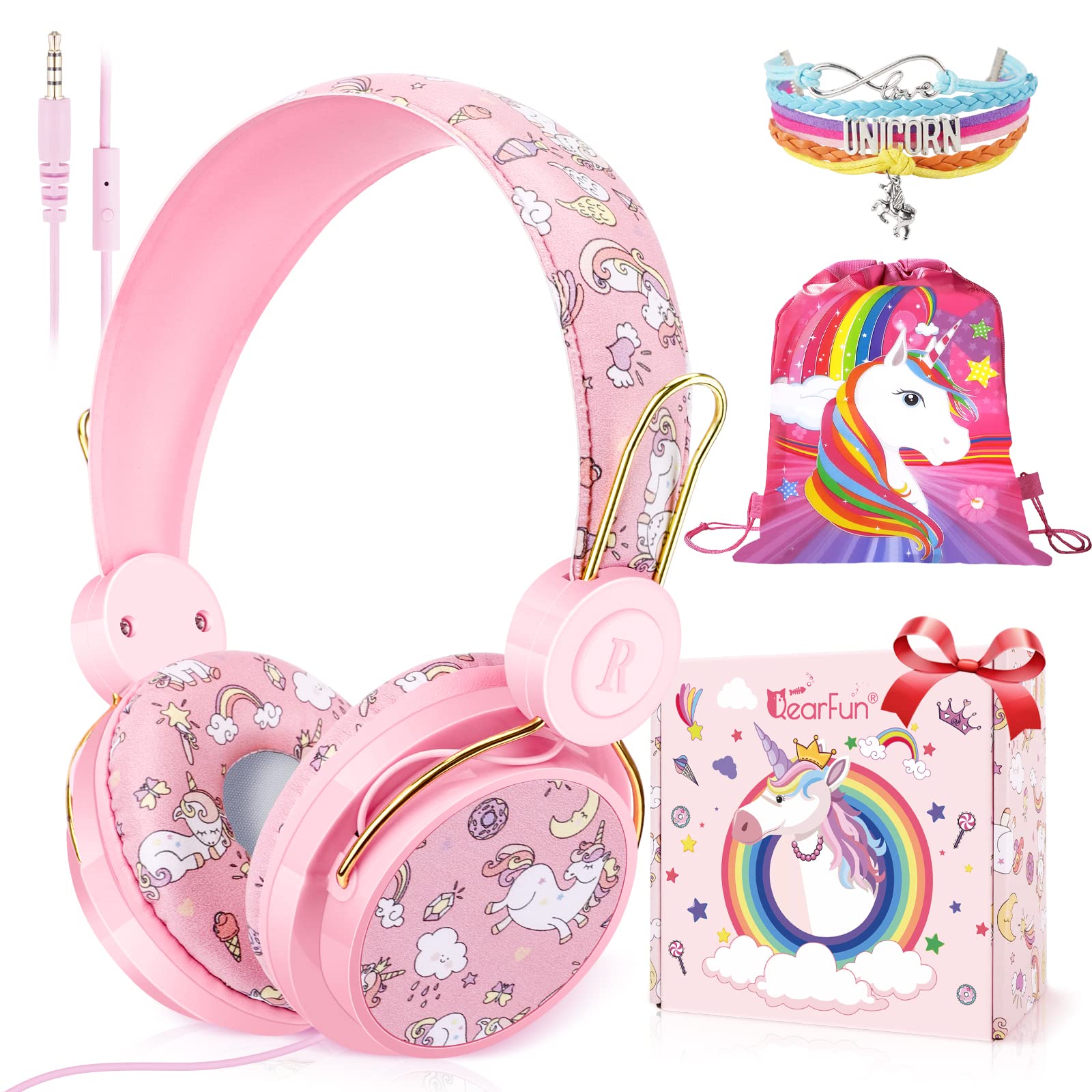Foto 2 pulgar | Auriculares QearFun Unicorn Rosa para Niñas - Venta Internacional