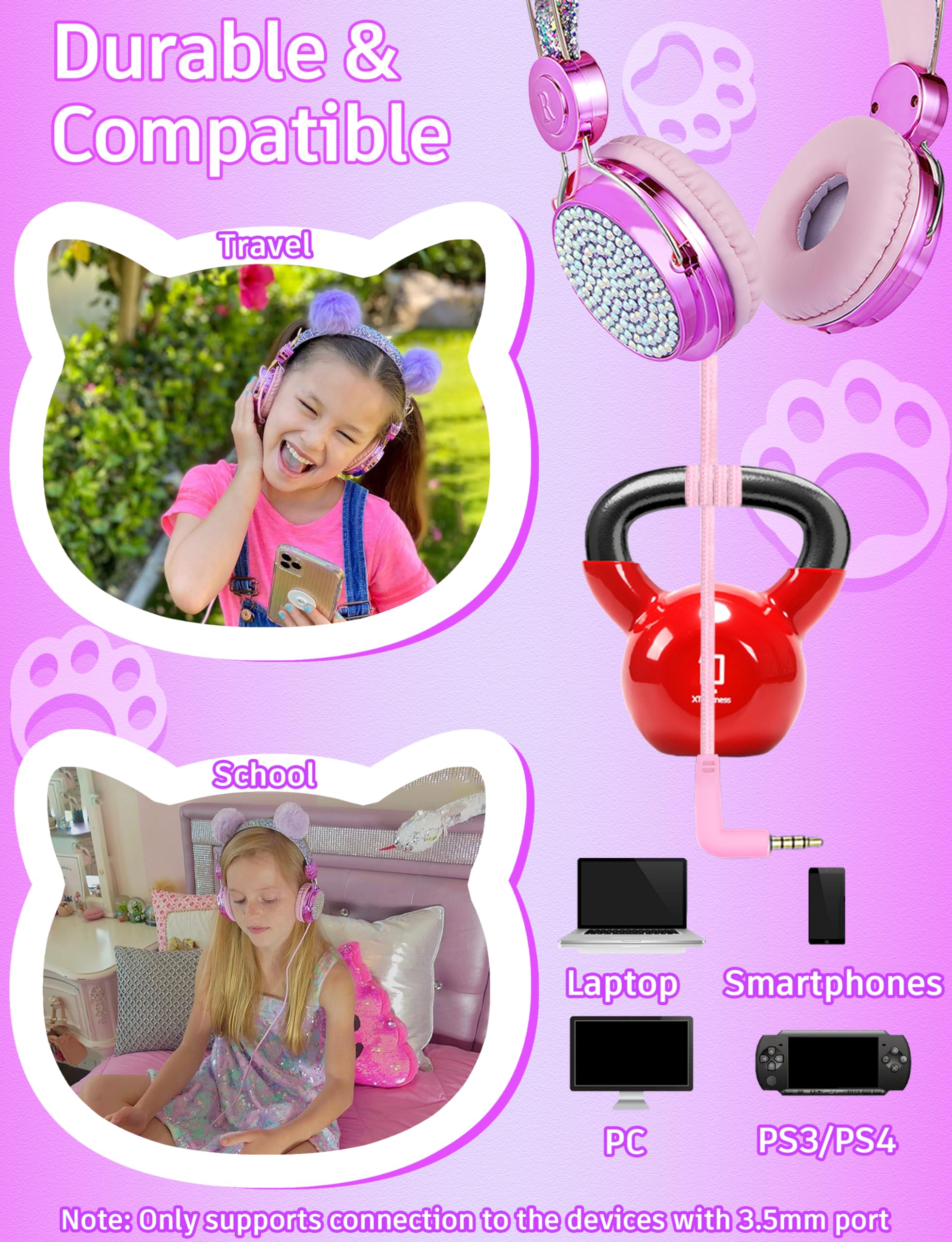 Foto 4 pulgar | Auriculares Charlxee Kids Pom con Micrófono con Límite de 85 Db Unicorns - Venta Internacional