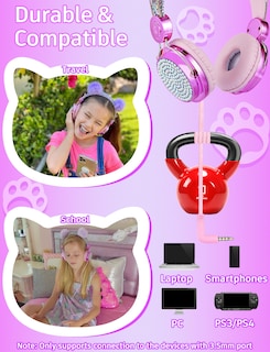 Foto 3 | Auriculares Charlxee Kids Pom con Micrófono con Límite de 85 Db Unicorns - Venta Internacional