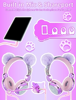 Foto 4 | Auriculares Charlxee Kids Pom con Micrófono con Límite de 85 Db Unicorns - Venta Internacional