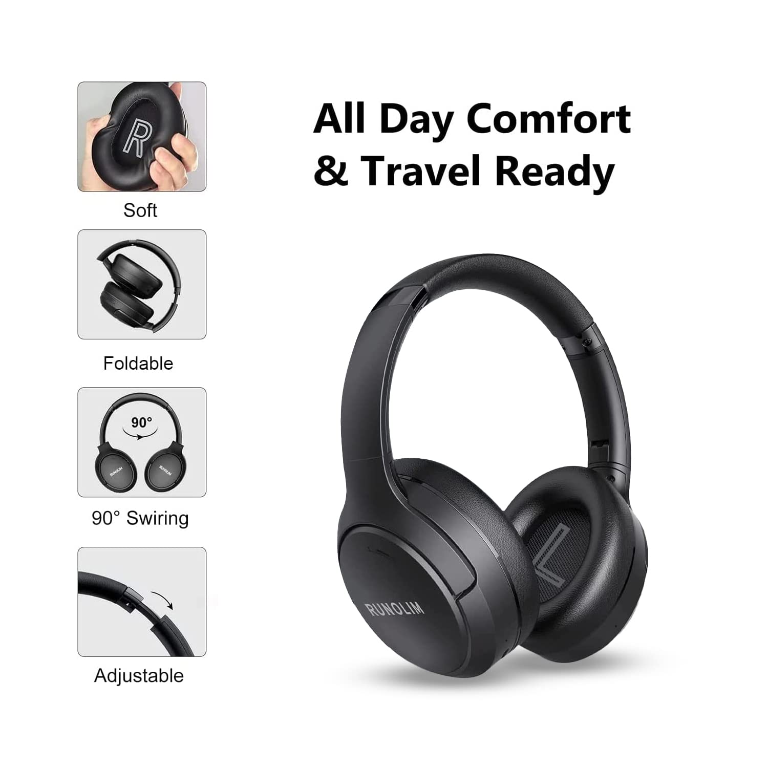 Foto 4 | Auriculares Runolim Hybrid con Cancelación Activa de Ruido 65h Playti - Venta Internacional