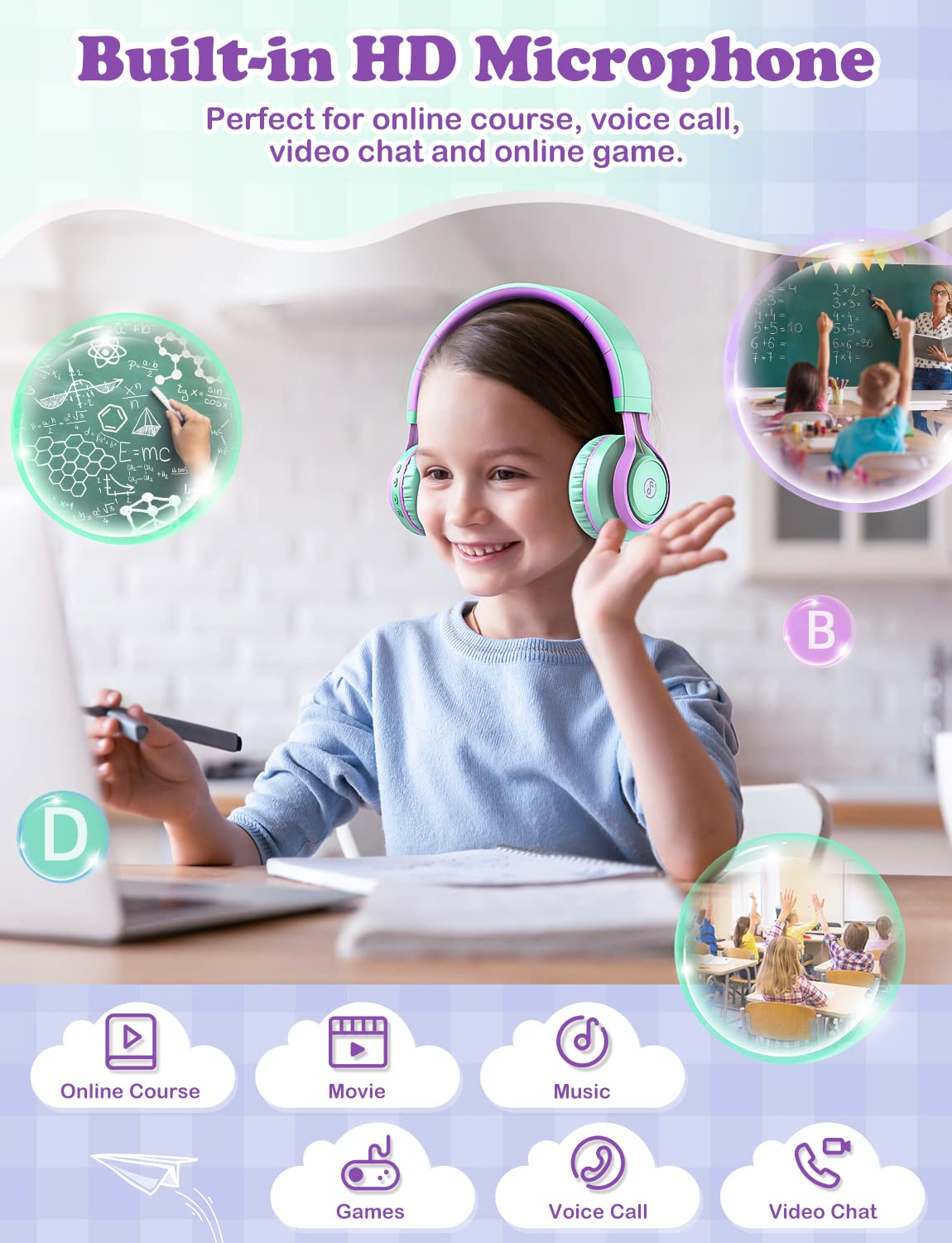 Foto 4 pulgar | Audífonos Inalámbricos Fiupia Lilas con Bluetooth 2 Piezas-Venta Internacional